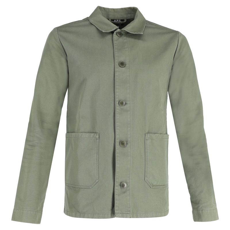 A.P.C. Button Down With Pockets Jacket In Green Cotton